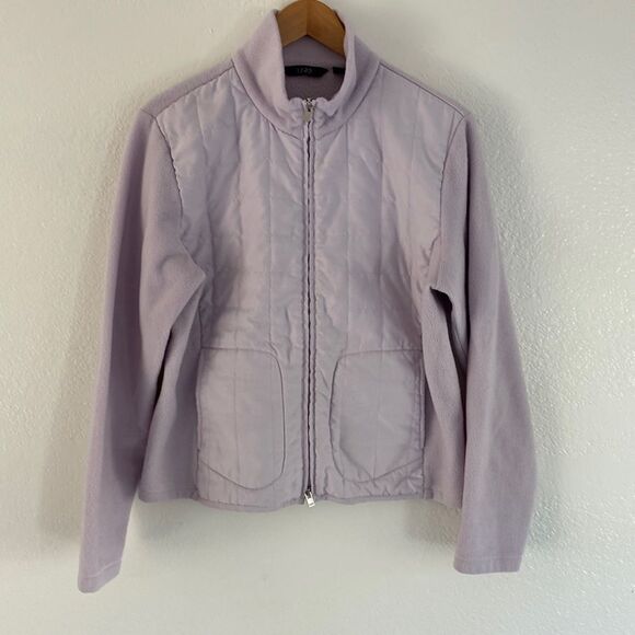 Izod Lavender Hoodie puffer Quilted  size L Jacket Pockets - Picture 1 of 4